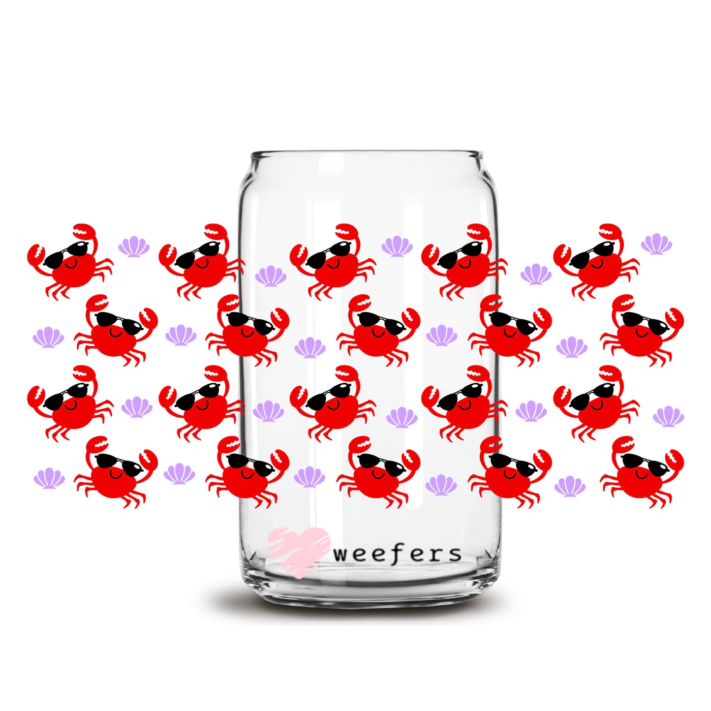 Cool Crabs 16oz Libbey Glass Can UV DTF or Sublimation Wrap - Decal Transfer - Weefers