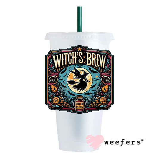 Witch's Brew Broom Halloween UV DTF Decal 24oz Cold Cup Weefers