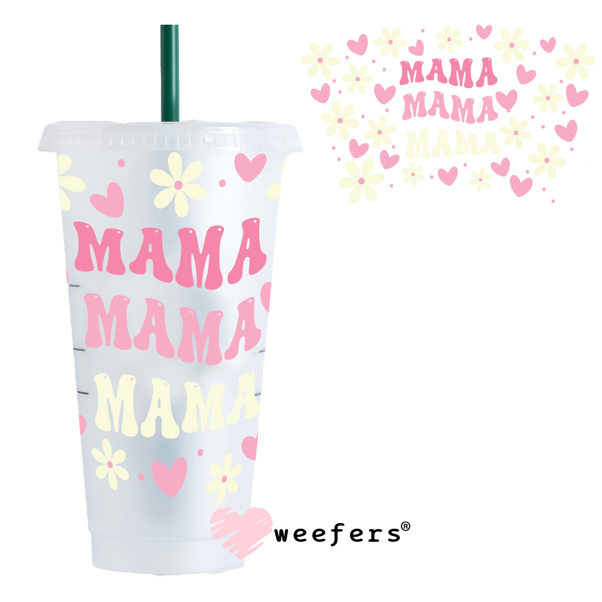 Mama Hearts and Flowers UV DTF Cup Wrap - Weefers