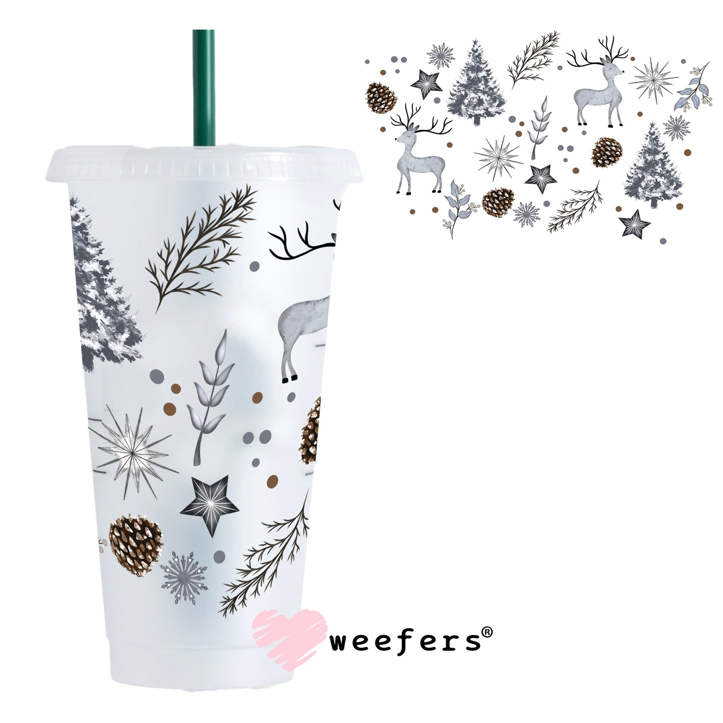 Silver Christmas Winter land UV DTF Cup Wrap - Weefers