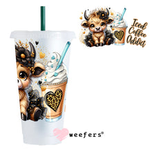 Load image into Gallery viewer, Iced Coffee Addict Bougee Highlander Cow UV DTF Cup Wrap - Weefers
