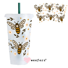 Load image into Gallery viewer, Brown Bees and Flowers UV DTF Cup Wrap - Weefers
