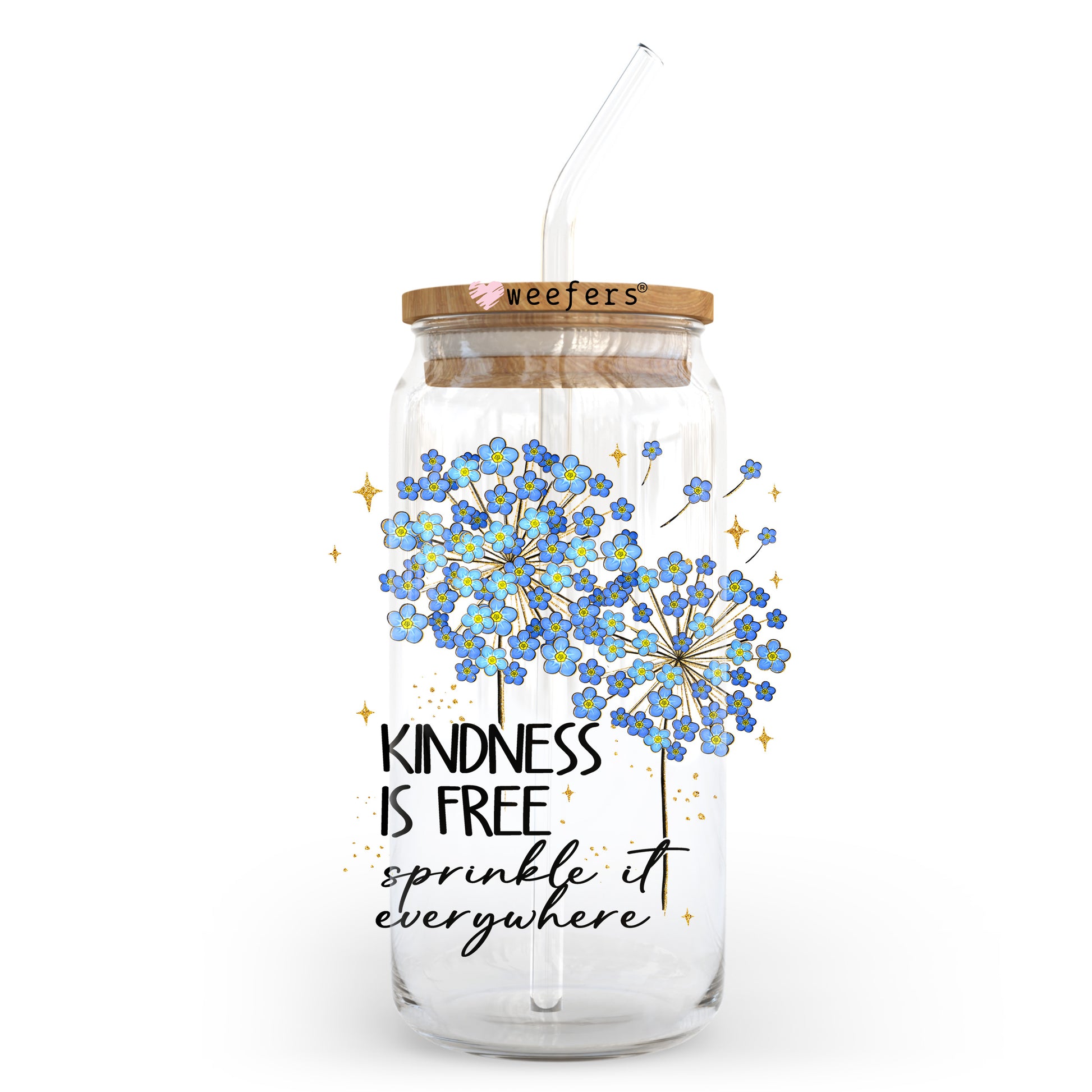 Kindness is Free 20oz Libbey Glass Can UV DTF or Sublimation Wrap - Decal Transfer - Weefers