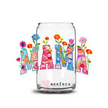 Mama Spring Floral 16oz Libbey Glass Can UV DTF or Sublimation Decal - Transfer - Weefers