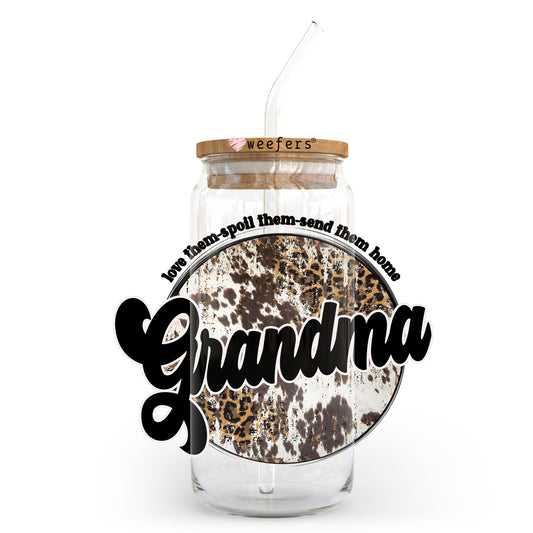 Love Them Spoil Them Send Them Home Grandma 20oz Libbey Glass Can UV DTF or Sublimation Wrap - Decal - Weefers