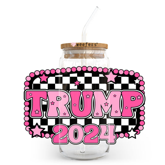 Trump 2024 Pink  20oz Libbey Glass Can, 34oz Hip Sip, 40oz Tumbler, 24oz Cold Cup UV DTF or Sublimation Decal Transfer - Weefers