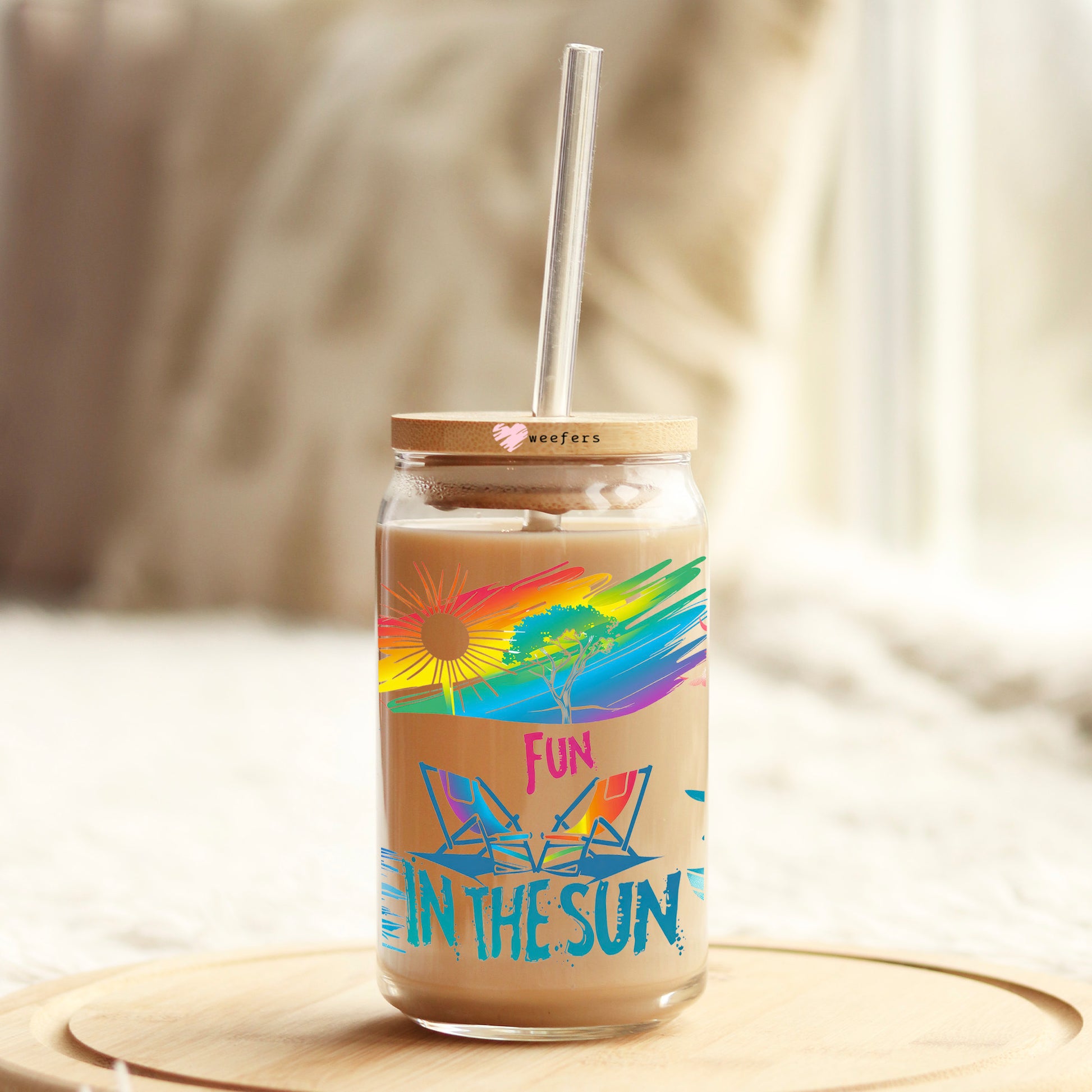 Sunshine on my Mind 16oz Libbey Glass Can UV DTF or Sublimation Wrap Decal Transfer - Weefers