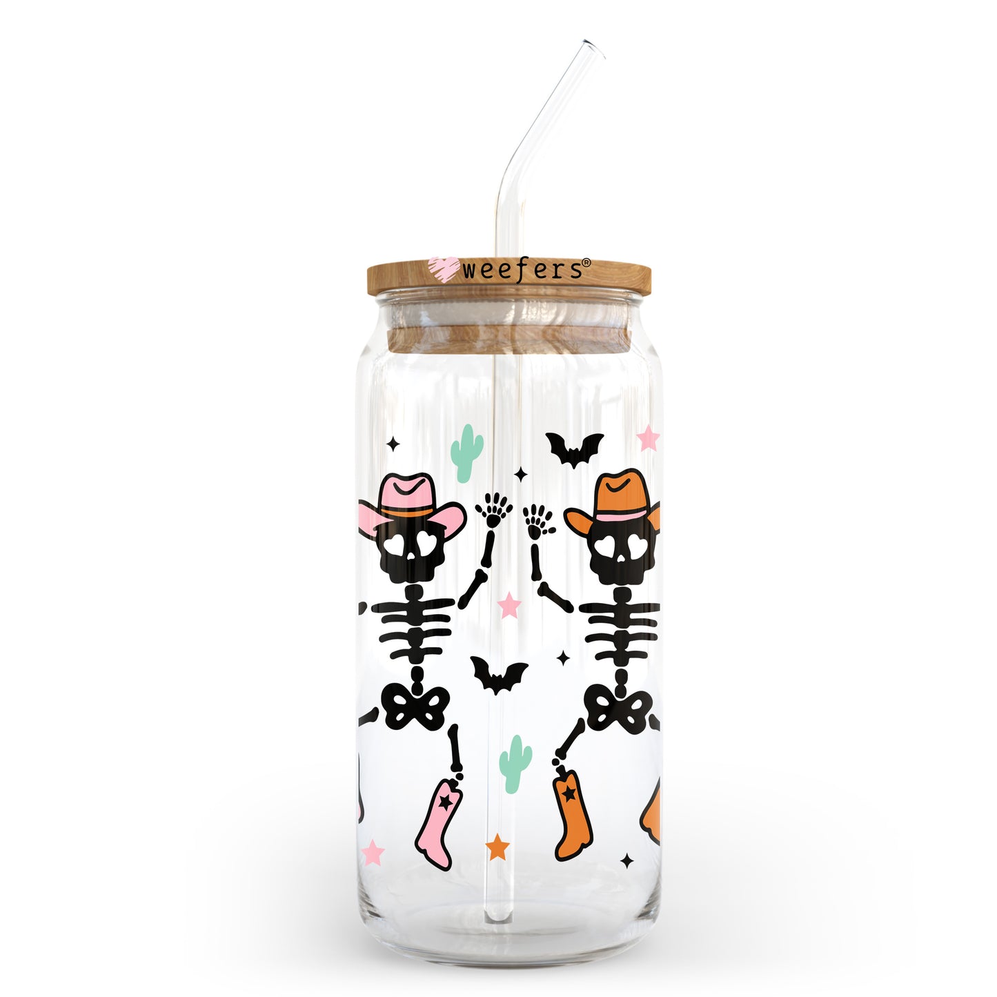 Cowboy Skeletons 20oz Libbey Glass Can, 34oz Hip Sip, 40oz Tumbler, 24oz Cold Cup UV DTF or Sublimation Decal Transfer - Weefers