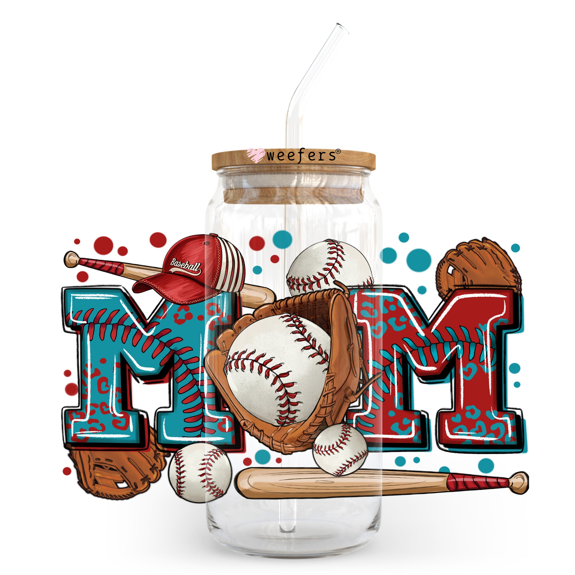 Baseball Mom 20oz Libbey Glass Can UV DTF or Sublimation Wrap - Decal - Weefers