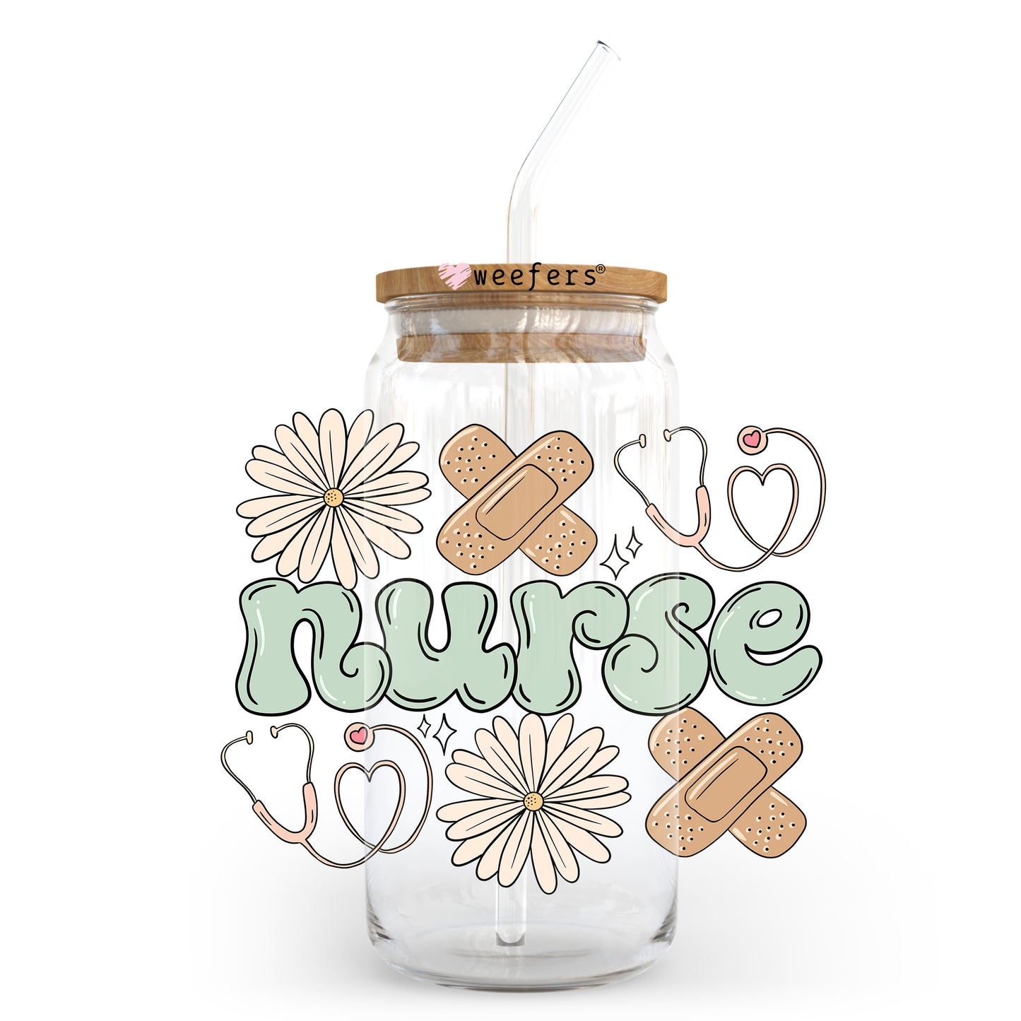 Nurse Earth Tones 20oz Libbey Glass Can, 34oz Hip Sip, 40oz Tumbler, 24oz Cold Cup UV DTF or Sublimation Decal Transfer - Weefers