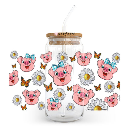 Pigs And Daisies 20oz Libbey Glass Can, 34oz Hip Sip, 40oz Tumbler, 24oz Cold Cup UV DTF or Sublimation Decal Transfer - Weefers