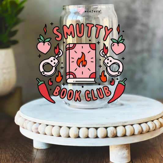 Smutty Book Club 16oz Libbey Glass Can UV DTF or Sublimation Wrap Decal Transfer - Weefers