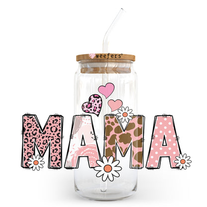 Mama cheetah Pink 20oz Libbey Glass Can, 34oz Hip Sip, 40oz Tumbler, 24oz Cold Cup UV DTF or Sublimation Decal Transfer - Weefers