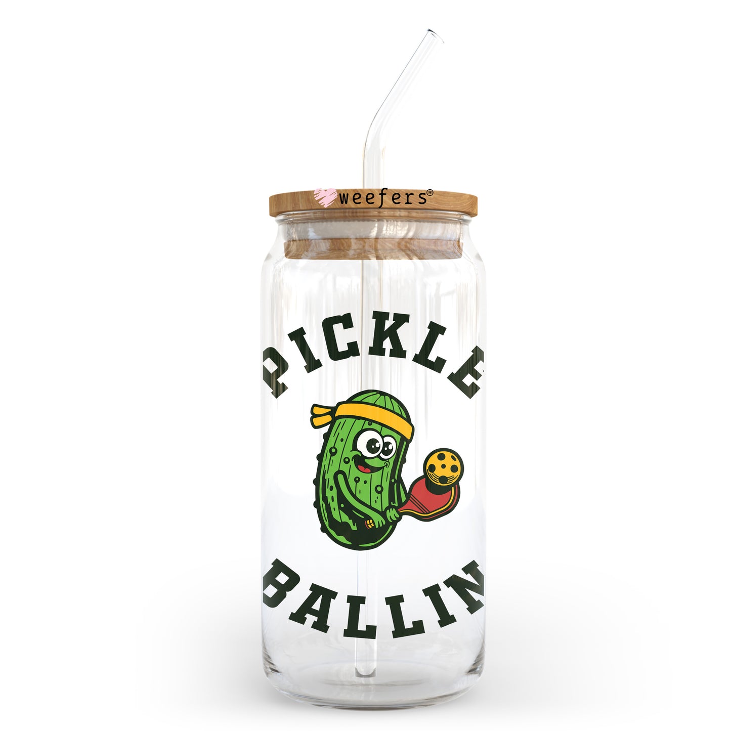 Pickle Ballin Green 20oz Libbey Glass Can, 34oz Hip Sip, 40oz Tumbler, 24oz Cold Cup UV DTF or Sublimation Decal Transfer - Weefers