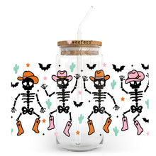 Load image into Gallery viewer, a glass jar with a skeleton design and a straw in it
