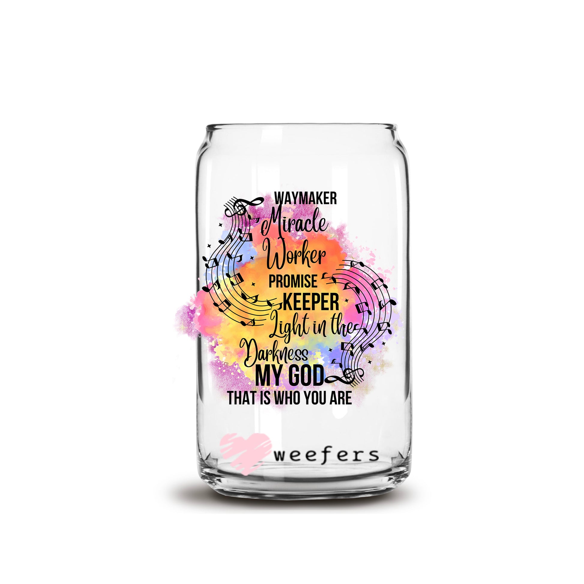 Way Maker Miracle Worker 16oz Libbey Glass Can UV DTF or Sublimation Wrap - Decal - Weefers