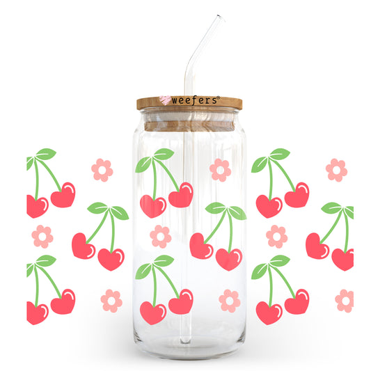 Cherry Flowers 20oz Libbey Glass Can, 34oz Hip Sip, 40oz Tumbler, 24oz Cold Cup UV DTF or Sublimation Decal Transfer - Weefers