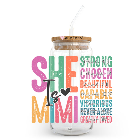 She Is Mimi Christian 20oz Libbey Glass Can UV DTF or Sublimation Wrap - Decal - Weefers