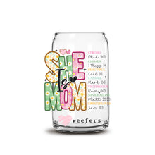 Load image into Gallery viewer, a glass jar with the words she is mom written on it
