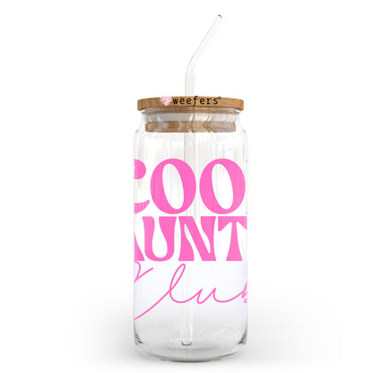 Cool Aunts Club Pink 20oz Libbey Glass Can UV DTF or Sublimation Wrap - Decal Transfer - Weefers