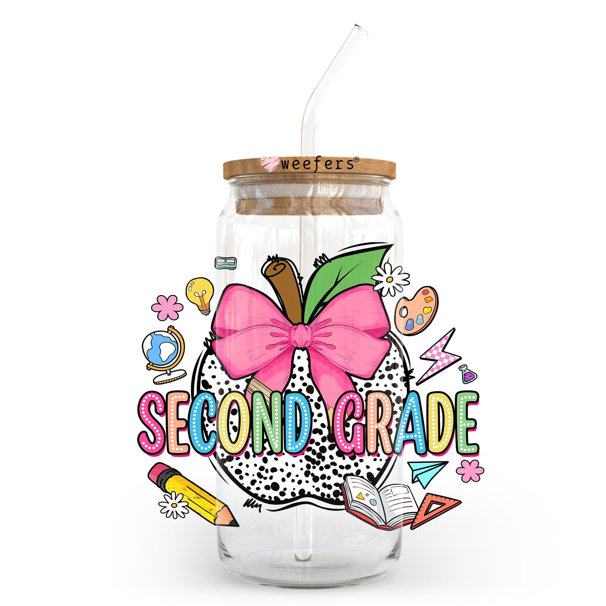 Second Grade 20oz Libbey Glass Can, 34oz Hip Sip, 40oz Tumbler, 24oz Cold Cup UV DTF or Sublimation Decal Transfer - Weefers