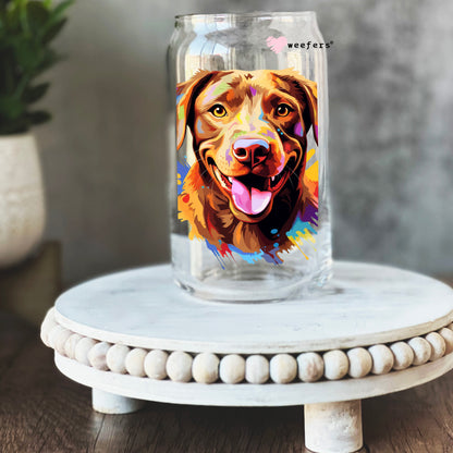 Chesapeake Bay Retriever Colorful Watercolor 16oz Libbey Glass Can UV DTF or Sublimation Wrap - Decal - Weefers