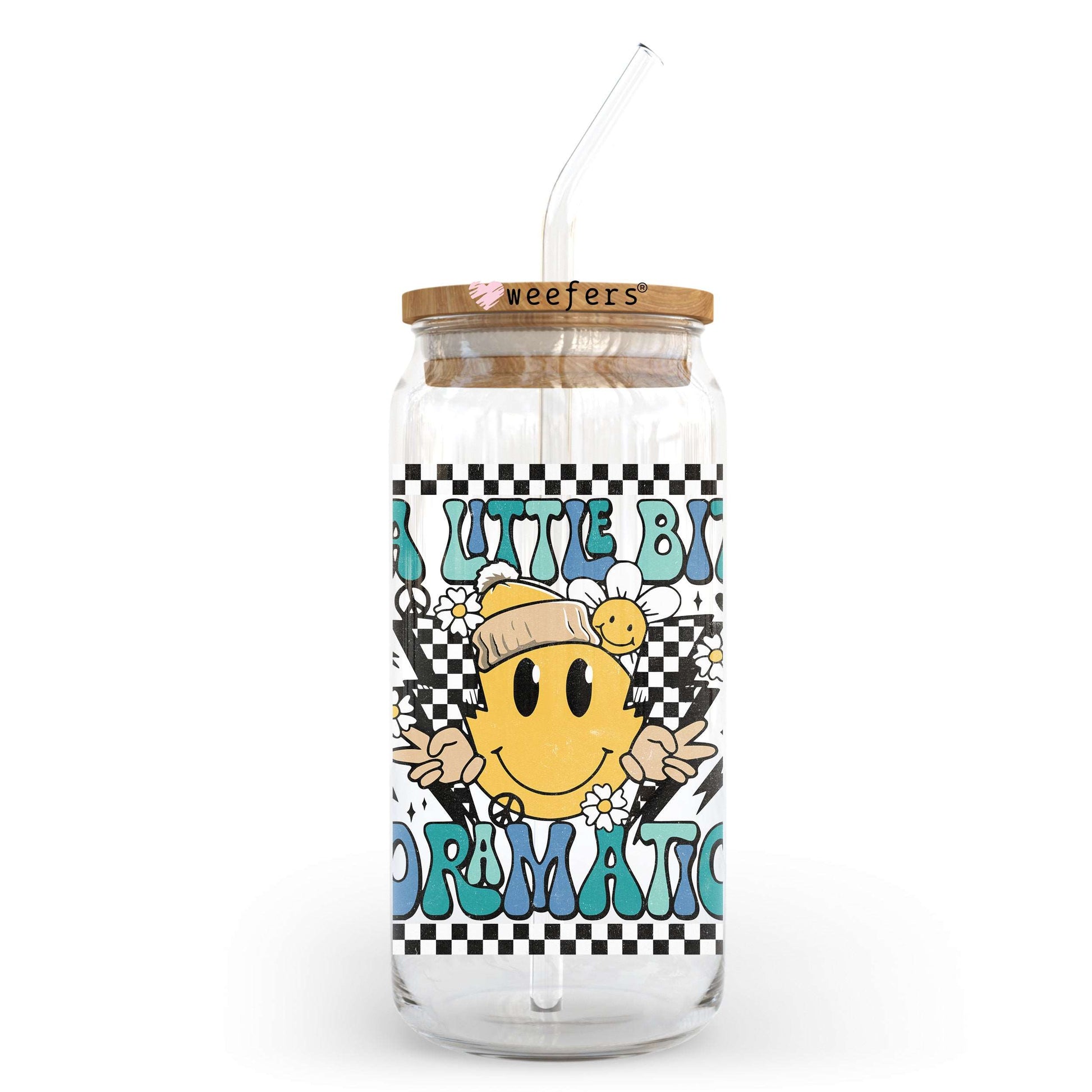 A Little Bit Dramatic Blue 20oz Libbey Glass Can UV DTF or Sublimation Wrap - Decal Transfer Weefers