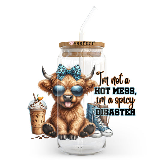 I'm not a Hot Mess I'm a Spicy Disaster 20oz Libbey Glass Can, 34oz Hip Sip, 40oz Tumbler, 24oz Cold Cup UV DTF or Sublimation Decal Transfer - Weefers