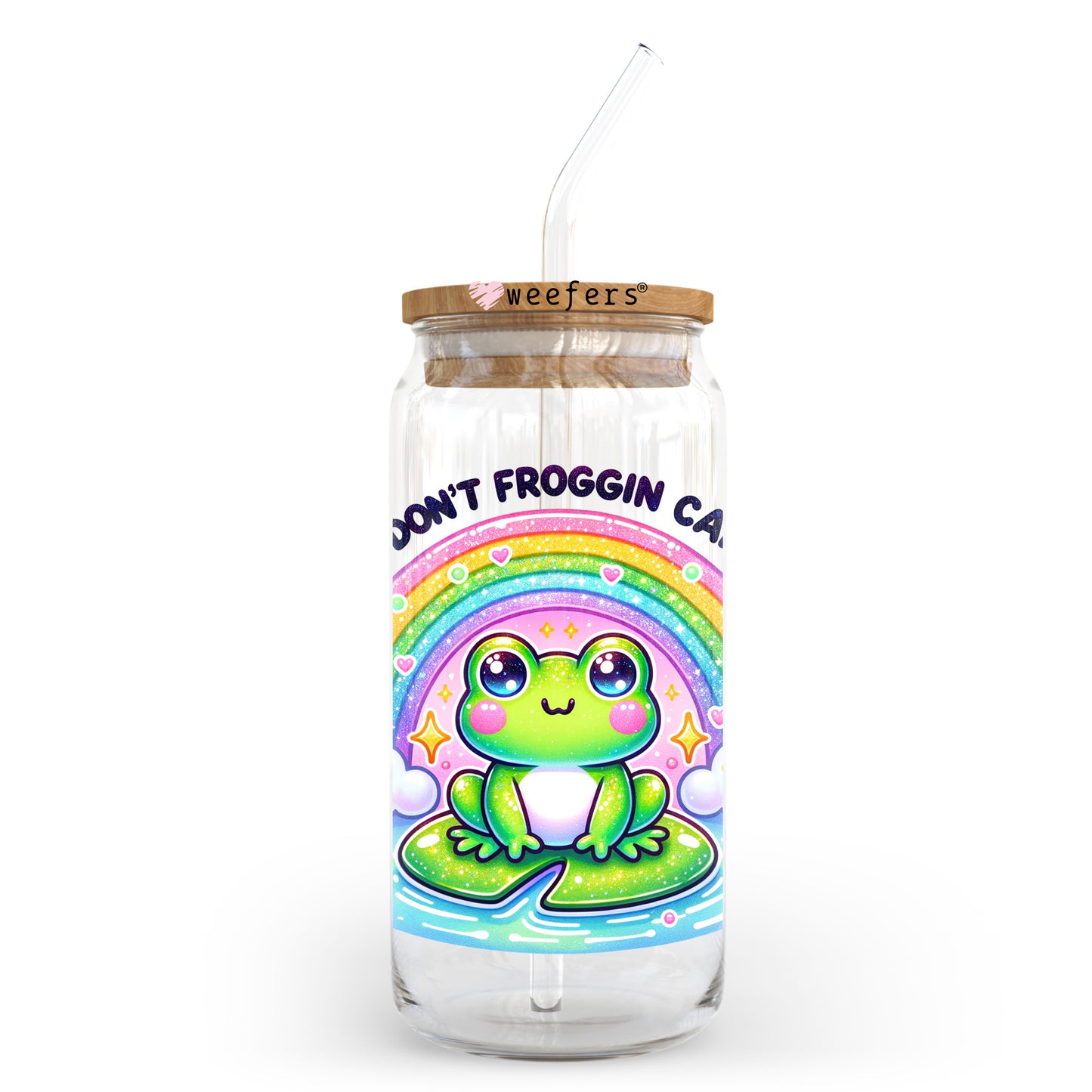 I Don't Froggin Care 20oz Libbey Glass Can, 34oz Hip Sip, 40oz Tumbler, 24oz Cold Cup UV DTF or Sublimation Decal Transfer - Weefers