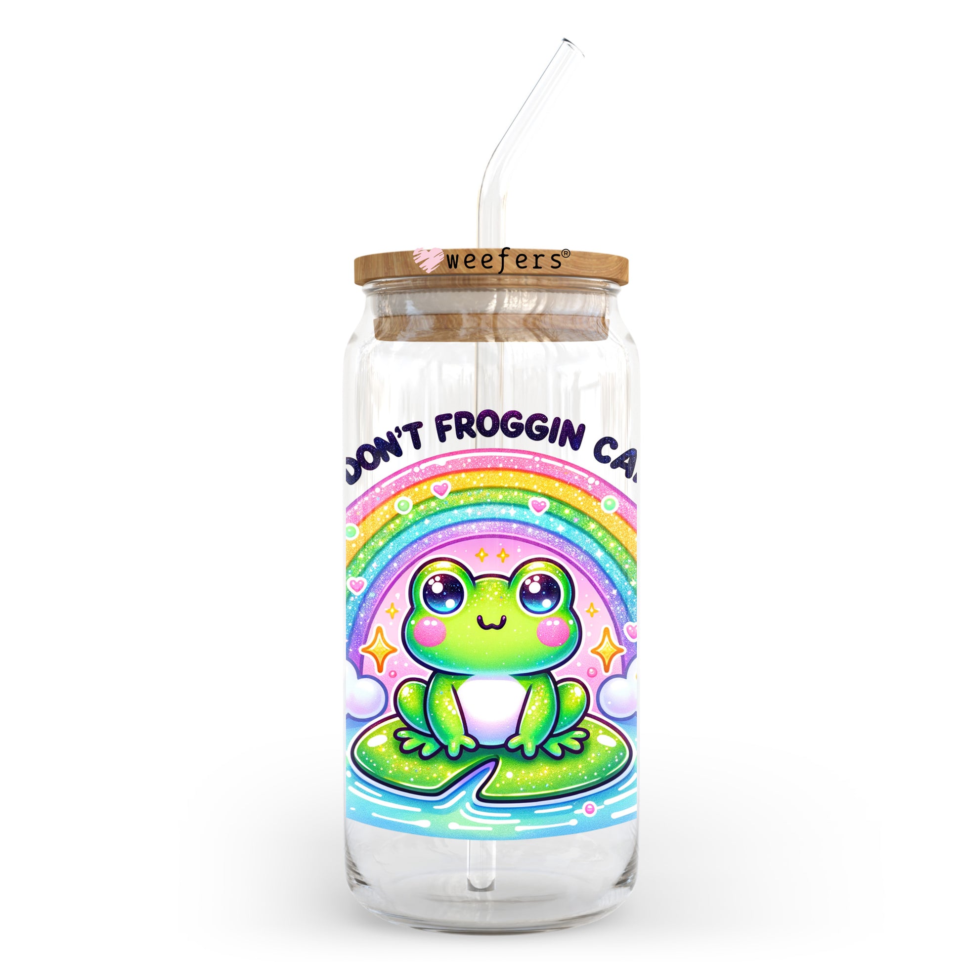 I Don't Froggin Care 20oz Libbey Glass Can, 34oz Hip Sip, 40oz Tumbler, 24oz Cold Cup UV DTF or Sublimation Decal Transfer - Weefers