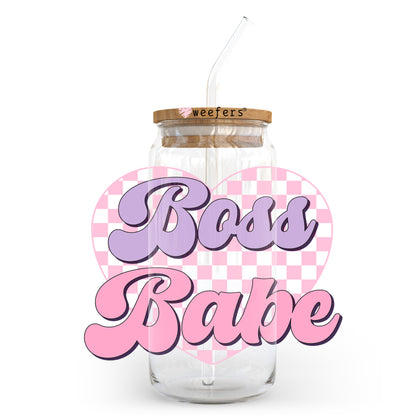 Boss Babe Pink Purple 20oz Libbey Glass Can UV DTF or Sublimation Wrap - Decal Transfer - Weefers