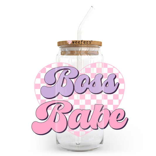 Boss Babe Pink Purple 20oz Libbey Glass Can UV DTF or Sublimation Wrap - Decal Transfer - Weefers