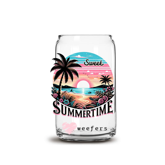 Sweet Summertime Sunset 16oz Libbey Glass Can UV DTF or Sublimation Wrap - Transfer - Weefers