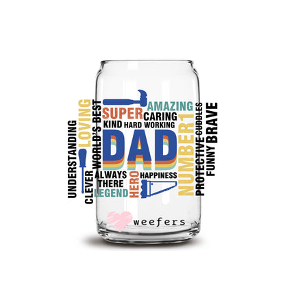 Super Dad 16oz Libbey Glass Can UV DTF or Sublimation Decal Transfer - Weefers