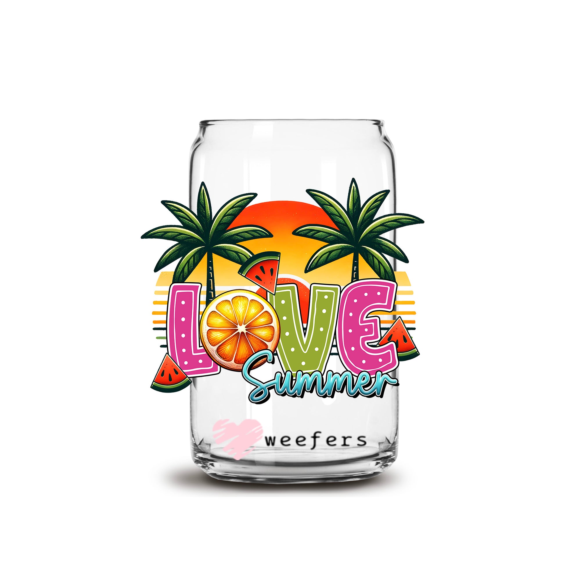 Love Summer 16oz Libbey Glass Can UV DTF or Sublimation Decal Transfer - Weefers