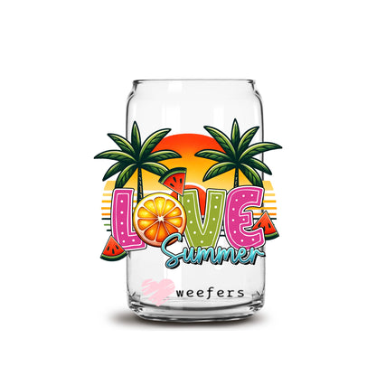 Love Summer 16oz Libbey Glass Can UV DTF or Sublimation Decal Transfer - Weefers