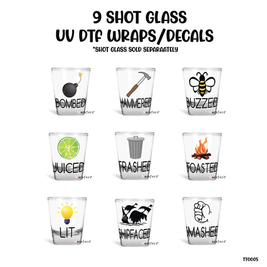 9 Shot Glass UV DTF Wraps - Decals Bundle - Vol. 3 - Weefers