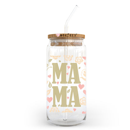 Mama Beige Floral 20oz Libbey Glass Can, 34oz Hip Sip, 40oz Tumbler, 24oz Cold Cup UV DTF or Sublimation Decal Transfer - Weefers