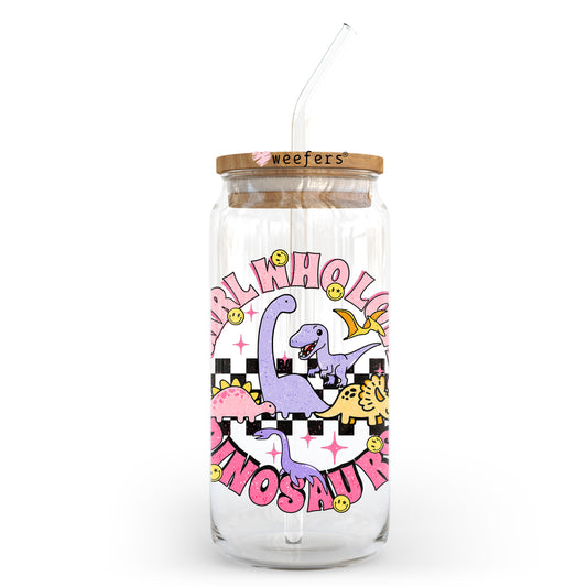 Just a Girl Who Loves Dinosaurs 20oz Libbey Glass Can UV DTF or Sublimation Wrap - Decal Transfer - Weefers