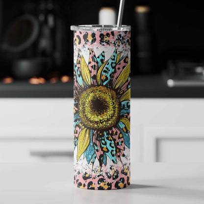 20oz Skinny Tumbler Wrap - Sunflower Leopard - Weefers