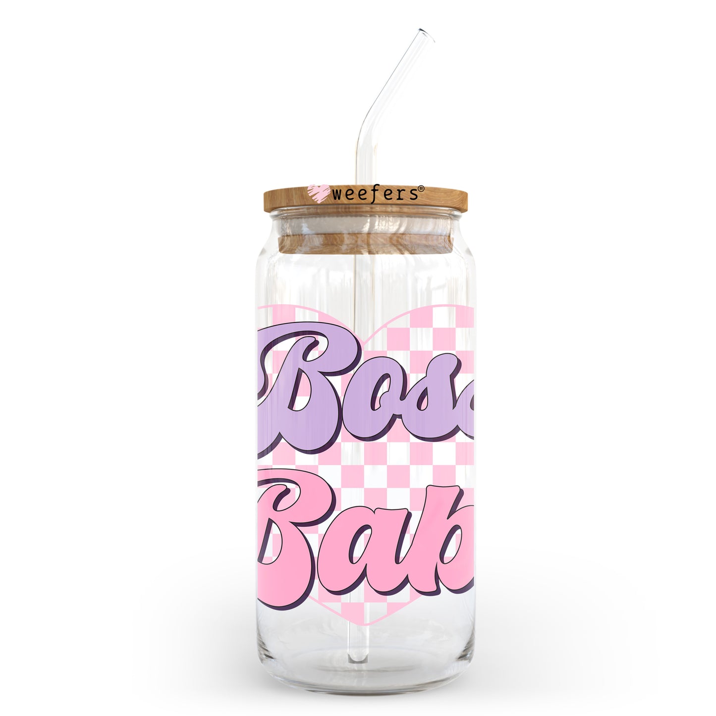 Boss Babe Pink Purple 20oz Libbey Glass Can UV DTF or Sublimation Wrap - Decal Transfer - Weefers