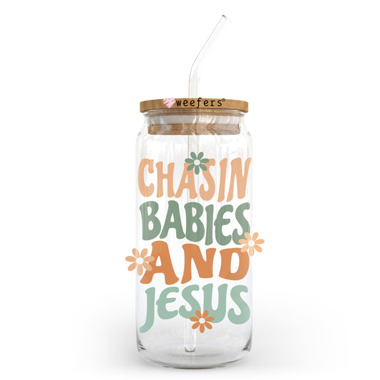 Chasin Babies and Jesus 20oz Libbey Glass Can, 34oz Hip Sip, 40oz Tumbler, 24oz Cold Cup UV DTF or Sublimation Decal Transfer - Weefers