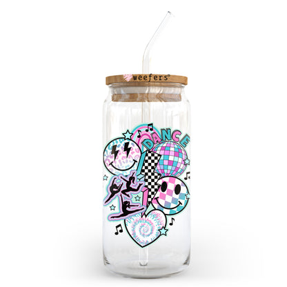 Retro Dance Smile Face 20oz Libbey Glass Can UV DTF or Sublimation Wrap - Decal Transfer - Weefers