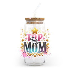 Load image into Gallery viewer, a glass jar with a straw in it that says top for mom

