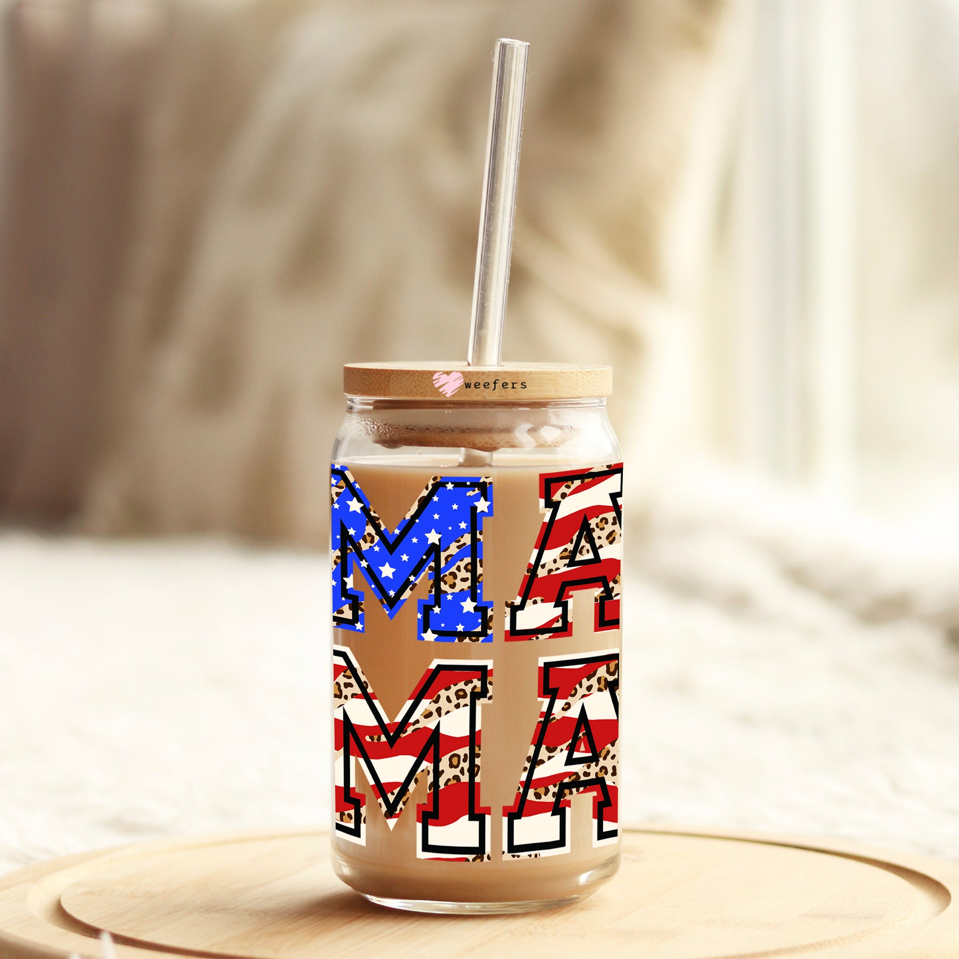 MaMa Stacked 4th of July 16oz Libbey Glass Can UV DTF or Sublimation Wrap - Decal - Weefers