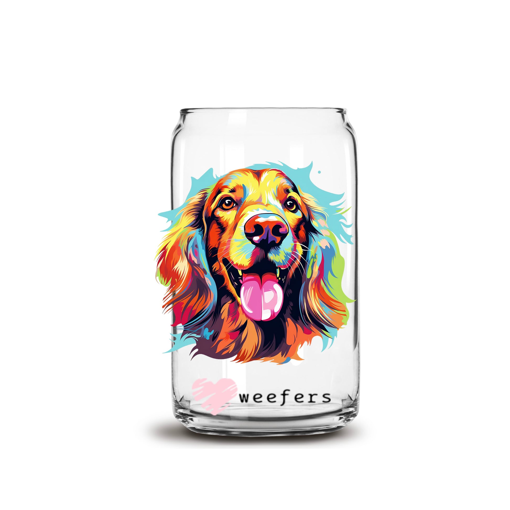 Irish Setter Colorful Watercolor 16oz Libbey Glass Can UV DTF or Sublimation Wrap - Decal - Weefers