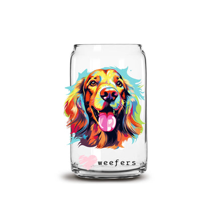 Irish Setter Colorful Watercolor 16oz Libbey Glass Can UV DTF or Sublimation Wrap - Decal - Weefers