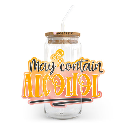 May Contain Alcohol 20oz Libbey Glass Can UV DTF or Sublimation Wrap - Decal Transfer - Weefers