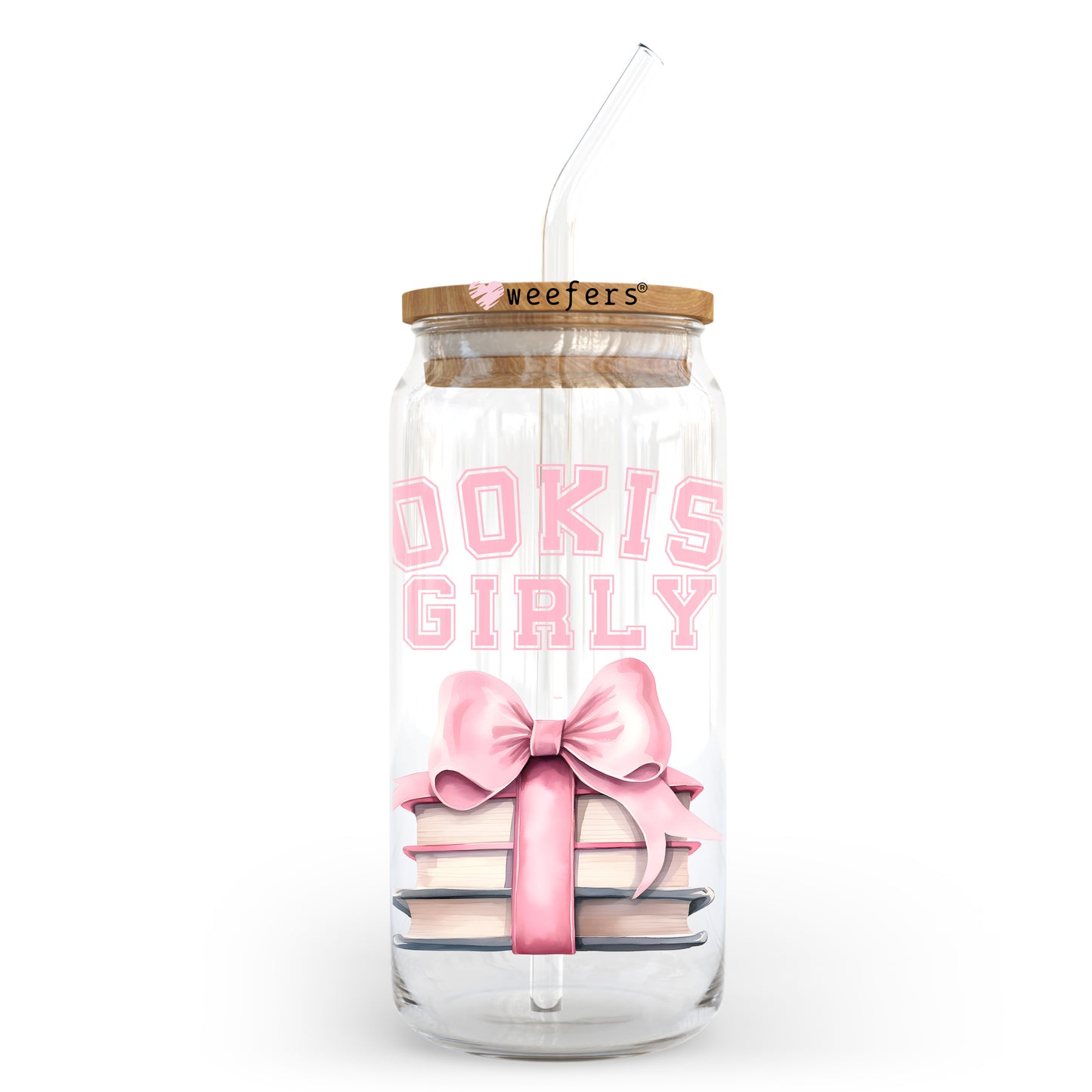 Bookish Girly 20oz Libbey Glass Can UV DTF or Sublimation Wrap - Decal Transfer - Weefers