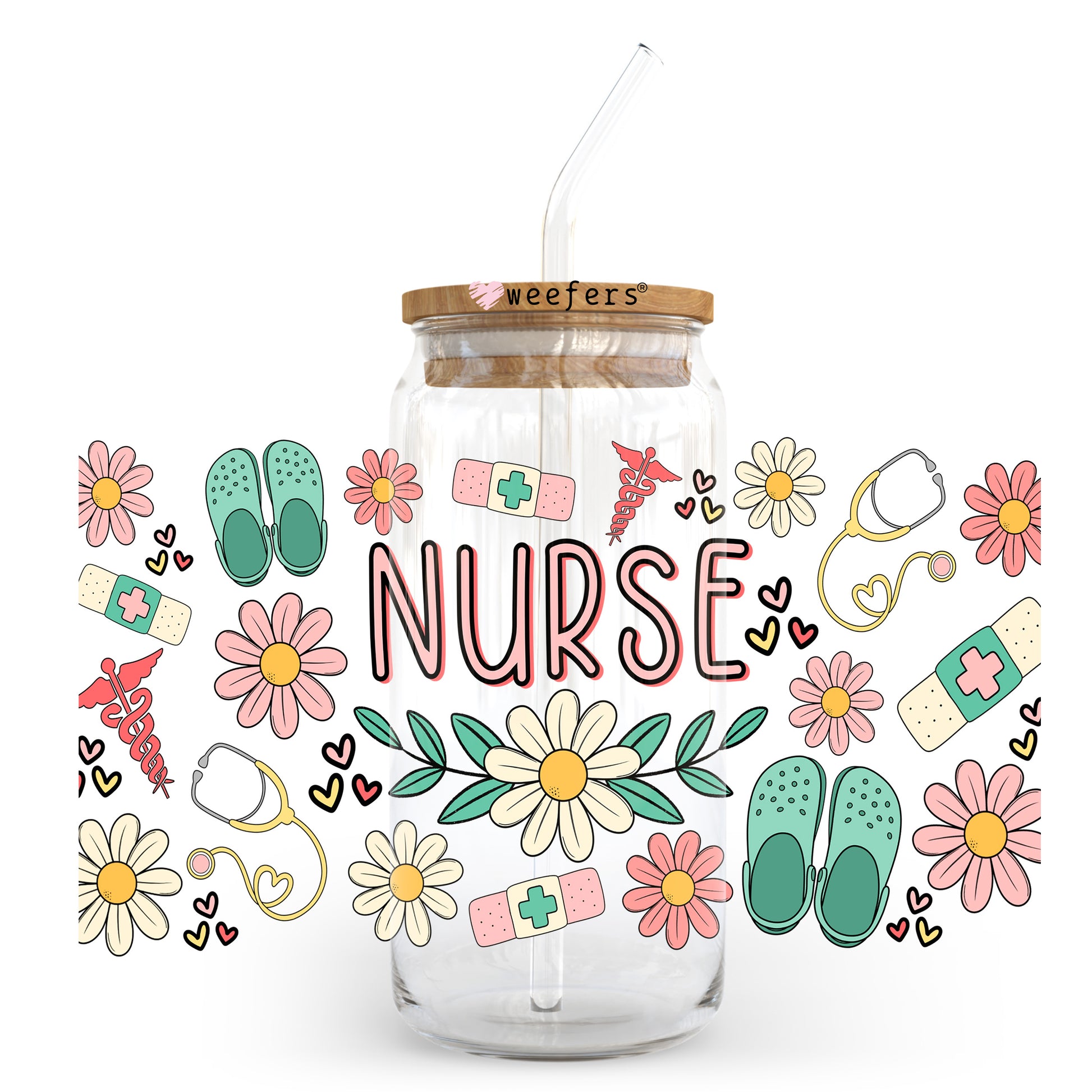 Nurse Life 20oz Libbey Glass Can UV DTF or Sublimation Wrap Transfer - Weefers